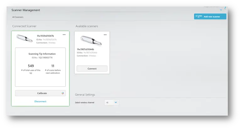 TRIOS Scanner Management interface